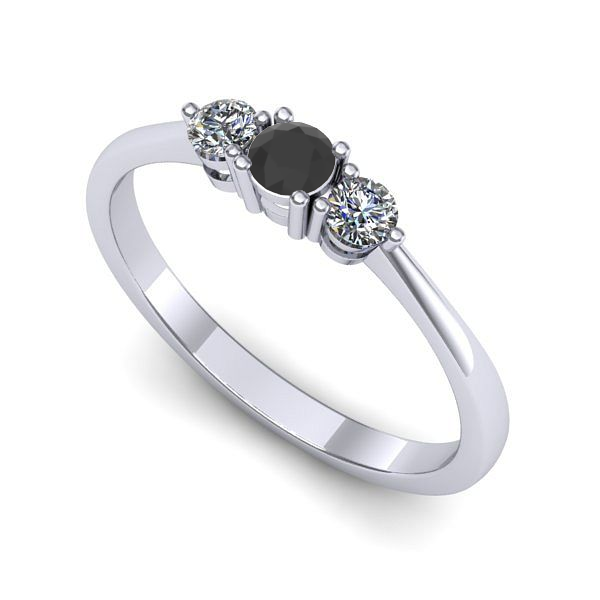 Inel logodna din aur alb cu diamant negru