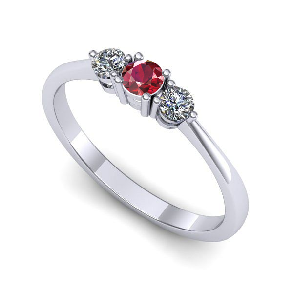 Inel logodna din aur alb cu rubin