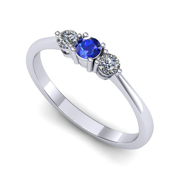 Inel de logodna din aur alb cu safir