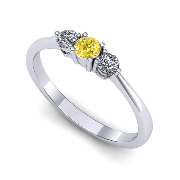 Inel din aur alb cu safir galben