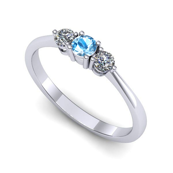 Inel logodna din aur alb cu topaz blue