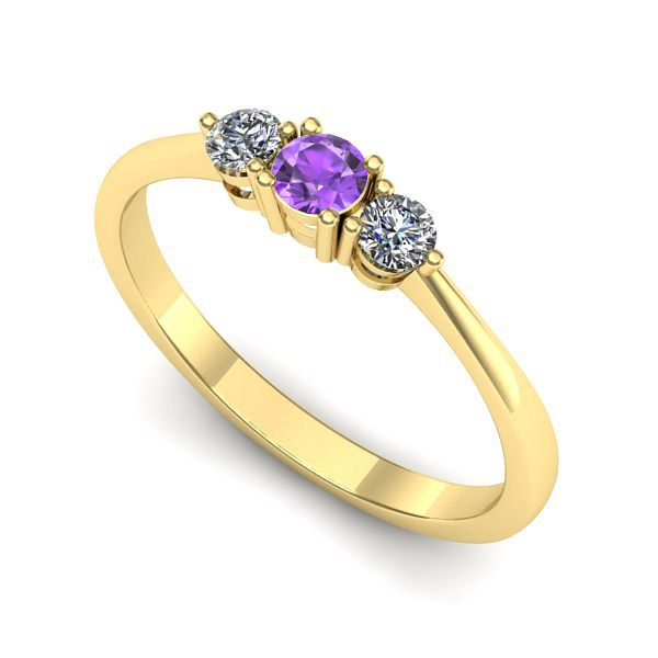 Inel logodna din aur galben cu ametist