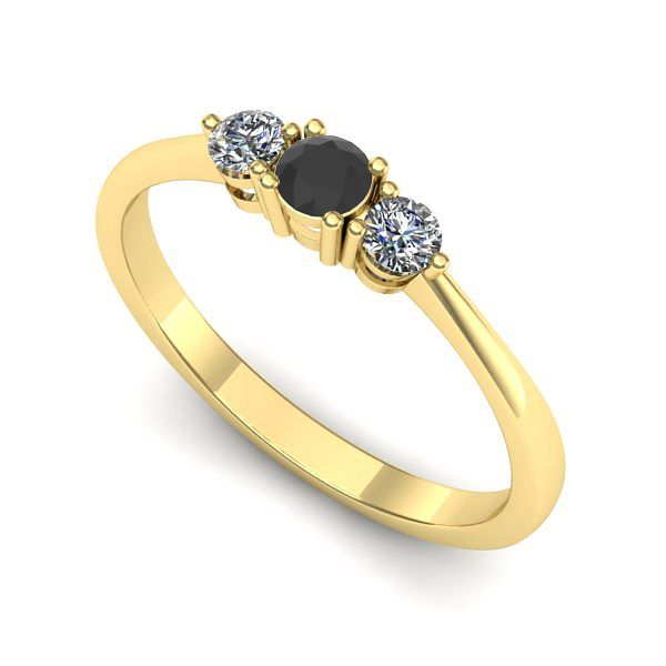 Inel de logodna din aur galben cu diamant negru