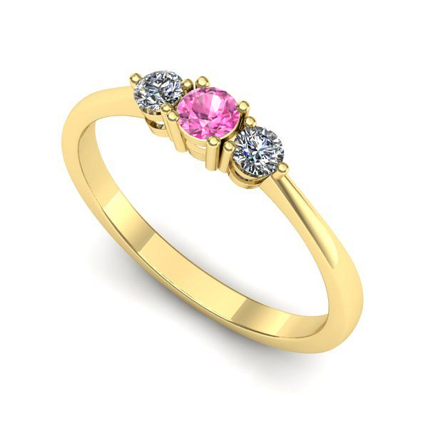 Inel de logodna din aur galben cu safir roz
