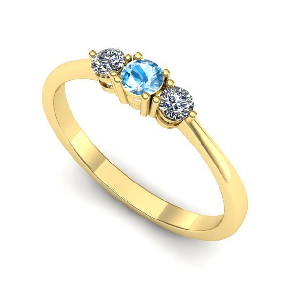 Inel de logodna din aur galben cu topaz blue