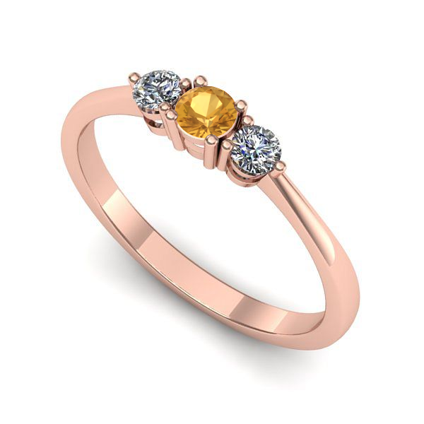Inel de logodna din aur roz cu citrin