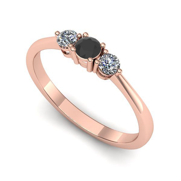 Inel de logodna din aur roz cu diamant negru