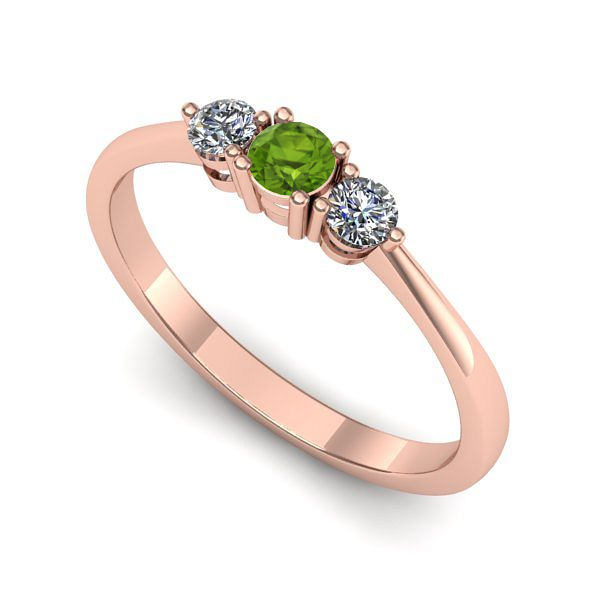 Inel de logodna din aur roz cu peridot