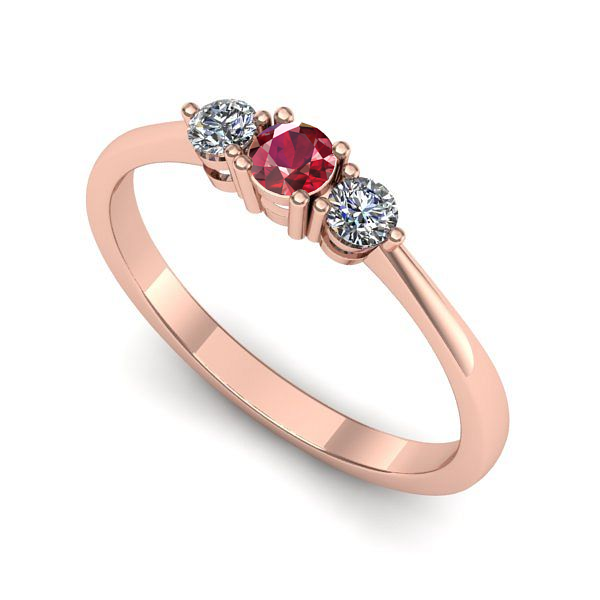 Inel de logodna din aur roz cu rubin