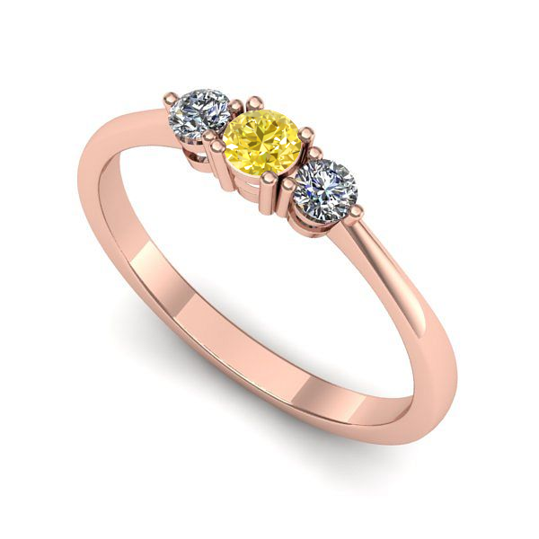 Inel logodna din aur roz cu safir galben