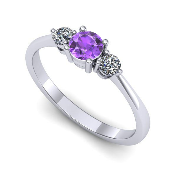 Inel din aur alb cu ametist