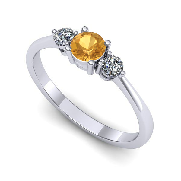 Inel din aur alb cu citrin