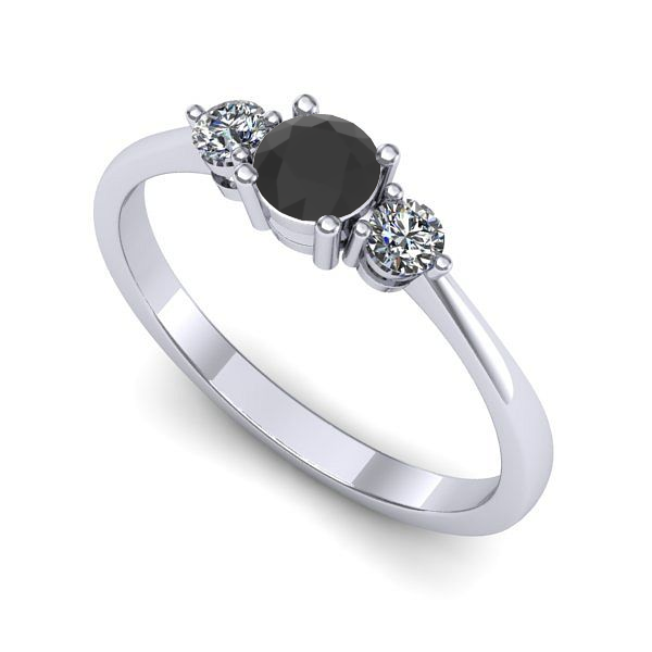 Inel de logodna din aur alb cu diamant negru