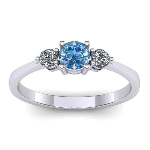 Inel de logodna cu diamant de laborator albastru rotund