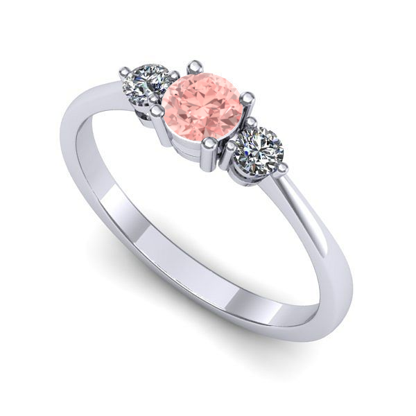 Inel de logodna din aur alb cu diamant de laborator roz