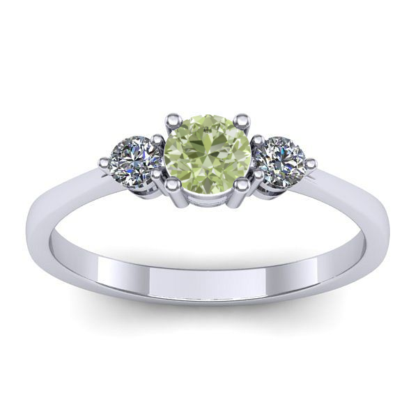 Inel de logodna cu diamant de laborator verde rotund