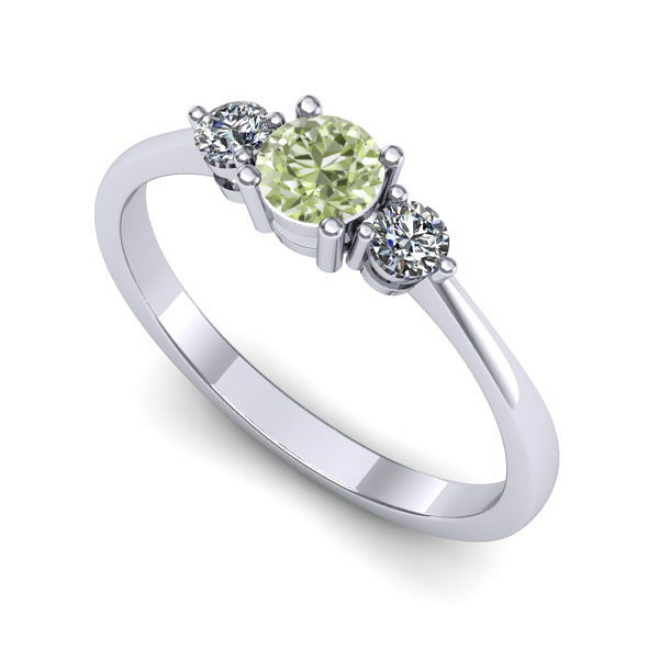 Inel din aur alb cu diamant de laborator verde