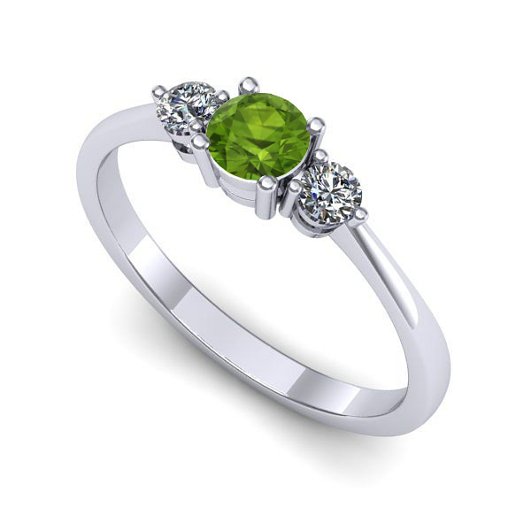 Inel logodna din aur alb cu peridot