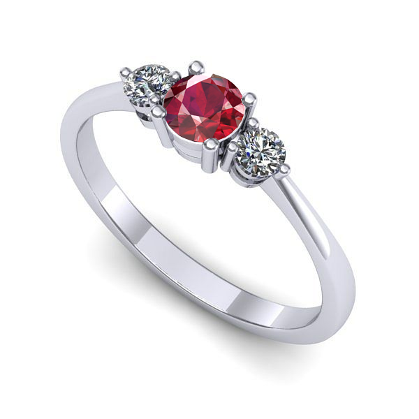 Inel de logodna din aur alb cu rubin