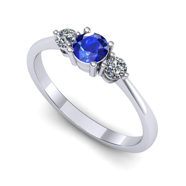 Inel din aur alb cu safir