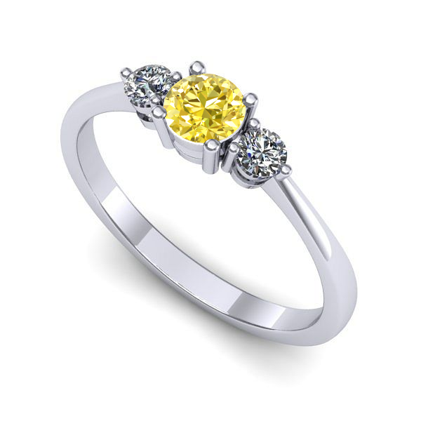 Inel de logodna din aur alb cu safir galben