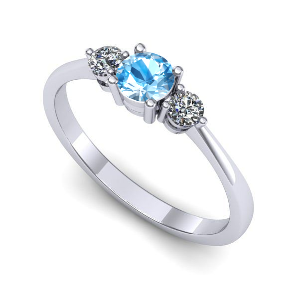 Inel logodna din aur alb cu topaz blue