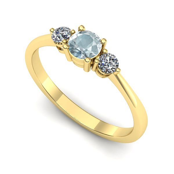 Inel de logodna din aur galben cu aquamarin