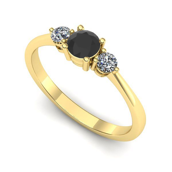 Inel din aur galben cu diamant negru