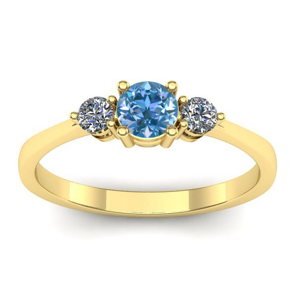 Inel de logodna cu diamant de laborator albastru rotund