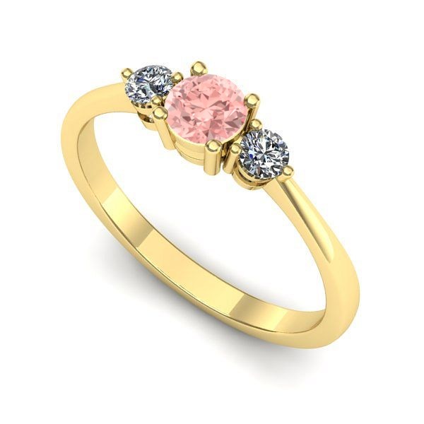 Inel din aur galben cu diamant de laborator roz