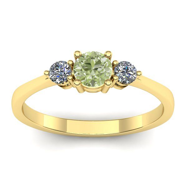 Inel de logodna cu diamant de laborator verde rotund