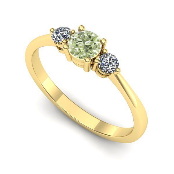 Inel logodna din aur galben cu diamant de laborator verde