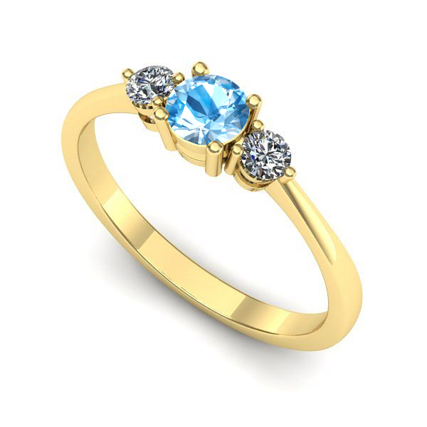 Inel logodna din aur galben cu topaz blue