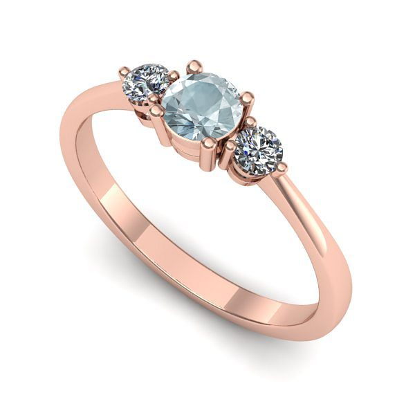 Inel din aur roz cu aquamarin