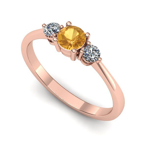 Inel logodna din aur roz cu citrin