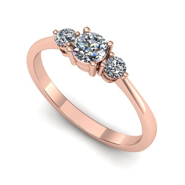 Inel de logodna din aur roz cu diamant