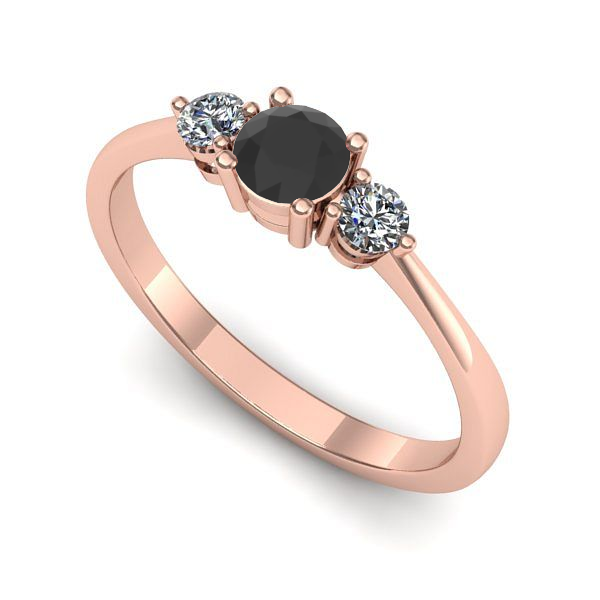 Inel de logodna din aur roz cu diamant negru