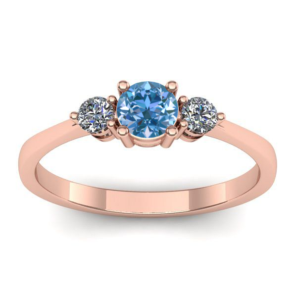 Inel cu diamant de laborator albastru rotund