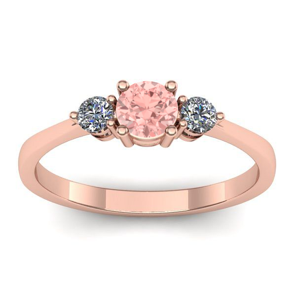 Inel cu diamant de laborator roz rotund