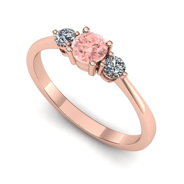 Inel din aur roz cu diamant de laborator roz