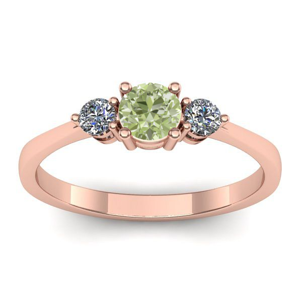 Inel cu diamant de laborator verde rotund