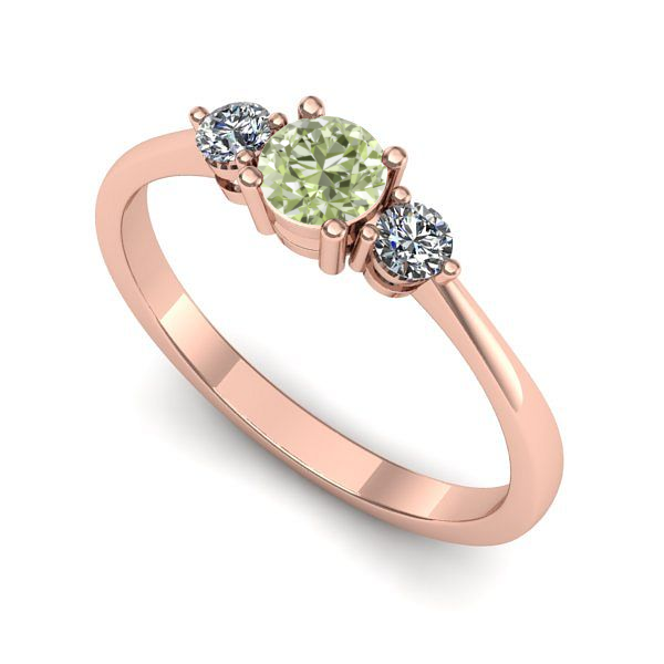 Inel din aur roz cu diamant de laborator verde