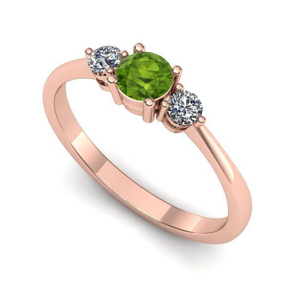 Inel de logodna din aur roz cu peridot