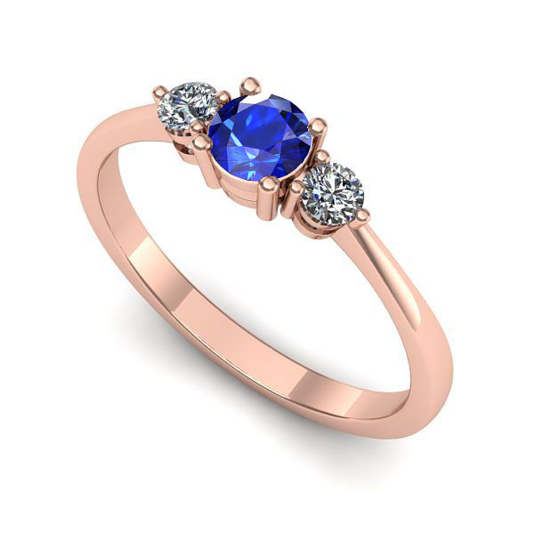 Inel logodna din aur roz cu safir