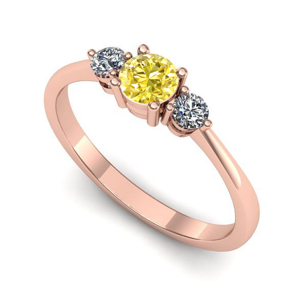 Inel logodna din aur roz cu safir galben