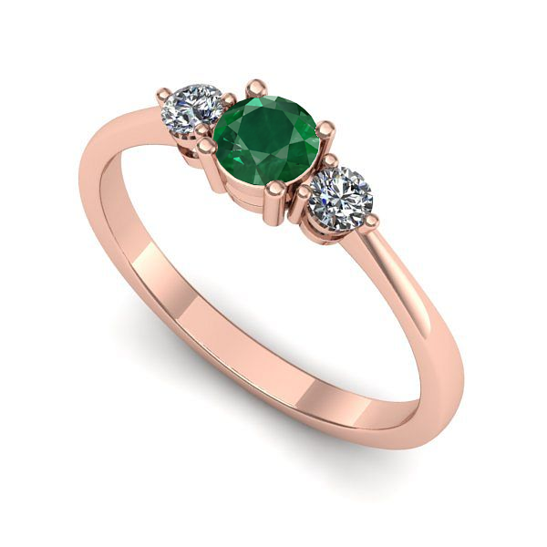 Inel de logodna din aur roz cu smarald