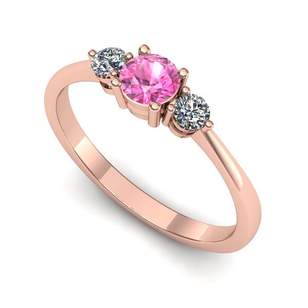 Inel logodna din aur roz cu safir roz
