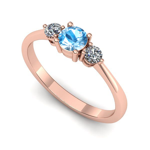 Inel de logodna din aur roz cu topaz blue