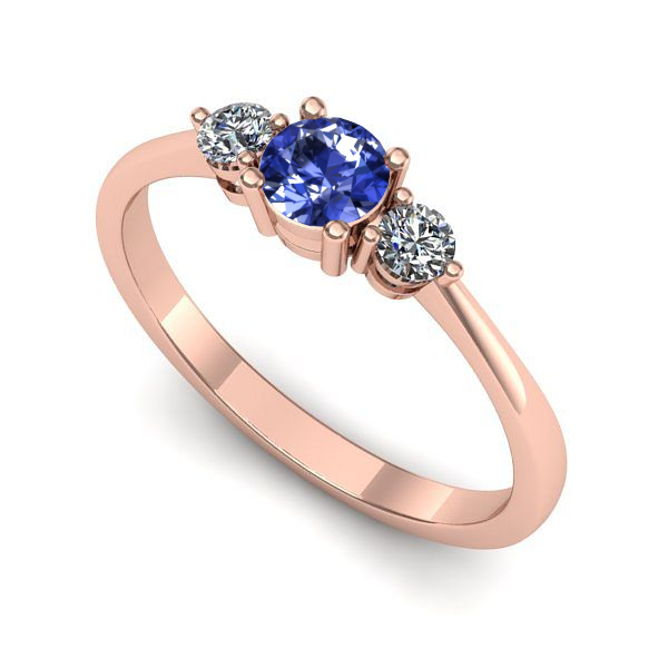 Inel din aur roz cu tanzanit
