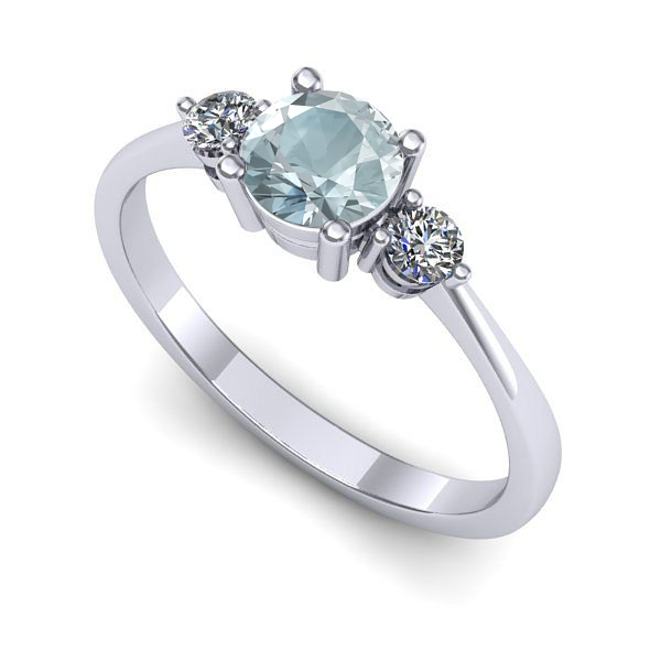 Inel de logodna din aur alb cu aquamarin